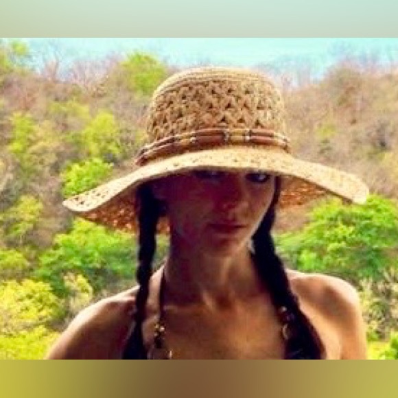 Accessories - Beaded Straw Floppy Hat Handmade from Jade Mountain St Lucia